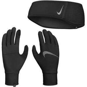 Nike Essential Handschoenen voor heren, hoofdband set, 082 zwart/zilver, XS/S