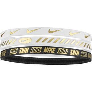 Nike w headbands 3.0 3 pk metallic in de kleur wit/zwart.