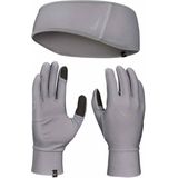 Nike Essential Running Set Stirnband + Laufhandschuhe Damen - Grau, Silber, Größe XS/S