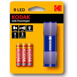 Kodak Flashlight Mini Flashlight Manual 9 Led Ip62 25m + 3x Aaa - blauw