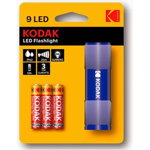 Kodak zaklamp Mini zaklamp Ręczna 9 Led Ip62 25m + 3x Aaa - blauw