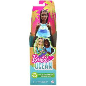 Barbie Houdt van de Zee pop met strandthema (brunette, 29,21 cm), gemaakt van gerecycled plastic, met mode en accessoires, is een leuk cadeau voor 3- tot 7-jarigen