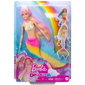 Barbie - Barbie Dreamtopia – magische zeemeermin regenboog – pop met details die van kleur veranderen – diadeem en korset – cadeau vanaf 3 jaar, GTF89, meerkleurig.