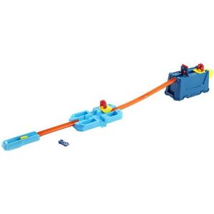 Hot Wheels Track Builder Unlimited Stunt- en Crashset met 18 bouwonderdelen in een opbergdoos met deksel en 1 Hot Wheels auto (schaal 1:64), geweldig cadeau voor kinderen van 6 tot 12 jaar GVG09