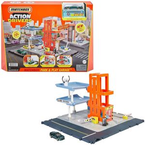 Matchbox Garageset met licht en geluiden, auto in schaal 1:64 inbegrepen, kan worden aangesloten op andere dozen, speelgoed voor kinderen vanaf 3 jaar, HBL60