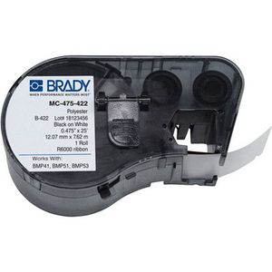 Brady M4C-475-422 polyester labels zwart op wit 12,07 mm x 7,62 m (origineel)
