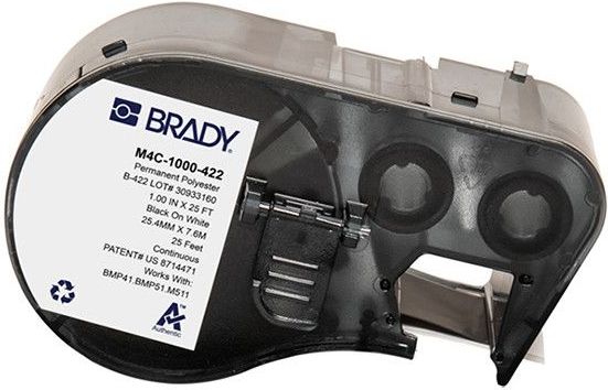 Brady M4C-1000-422 permanent polyester labels zwart op wit 25,4 mm x 7,62 m (origineel)