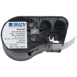 Brady M4-90-427 gelamineerde vinyl labels zwart op wit/transparant | 19,05 mm x 38,1 (origineel)