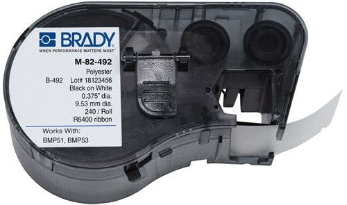 Brady M4-82-492 FreezerBondz polyester labels zwart op wit Ø 9,53 mm (origineel)
