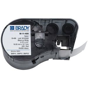 Brady Étiquettes autocollantes pré-dimensionnées en nylon pour imprimante d'étiquettes BMP41/BMP51/BMP53/M511-220 - Noir sur blanc (19,05 mm (l) x 12,70 mm (H) - M4-11-499