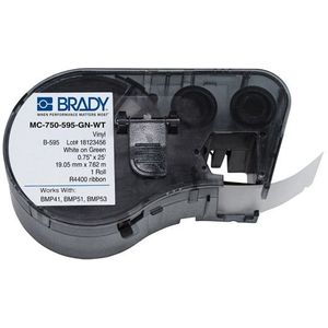 Brady M4C-750-595-GN-WT tape vinyl wit op groen | 19,05 mm x 7,62 m (origineel)