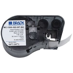 Brady M5C-1500-595-WT-BK tape vinyl zwart op wit | 38,1 mm x 7,62 mm (origineel)