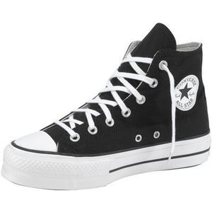 Converse Hoge sneakers voor dames Chuck Taylor All Star Canvas Platform High, zwart, wit, wit, 36 EU