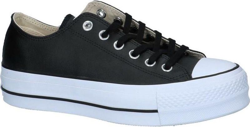 Sneakers - Leer - Effen - Platte Hak - Metalen Oogjes