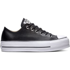 Converse C Taylor All Star Lift OX Chuck dienblad van zeildoek, wit, zwart.