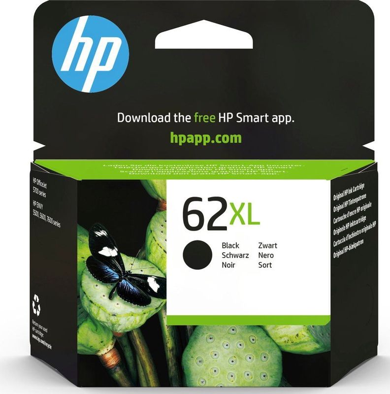 Original HP Tintenpatrone 62XL, Einzelpack, schwarz