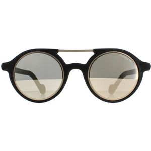 Moncler zonnebril ml0083 02c rubber zwarte zilveren spiegel