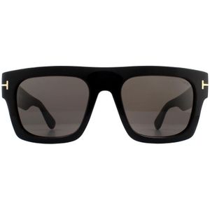 Tom Ford Square Mens glanzende zwarte rook grijze zonnebril