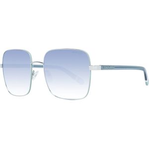 Gant, Accessoires, unisex, Grijs, ONE Size, Stijlvolle vierkante zonnebril met zilveren frame en blauwe lenzen