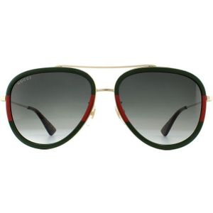 Gucci GG0062S 003 Uniseks Zonnebril Goud Groen Rood Verloop | Sunglasses