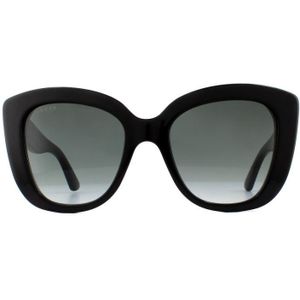 Gucci Dames zonnebril kussen zwart glanzend , Black , Dames , Maat: 52 MM