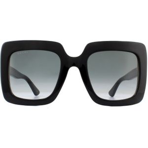 Gucci Zwarte Frame Grijze Lens Zonnebril , Black , Dames , Maat: 53 MM