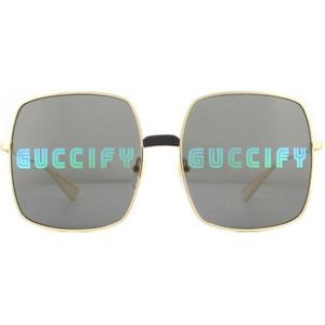 Gucci Zonnebril GG0414S 002 Goudgrijs Met Multicolour Guccify Mirror