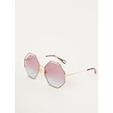 Chloe Round Dames Goudblauw roze gradiënt Ch0045s | Sunglasses