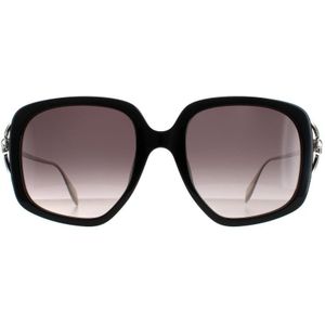 Alexander McQueen Square dames zwart zilver grijs gradiënt am0374s | Sunglasses