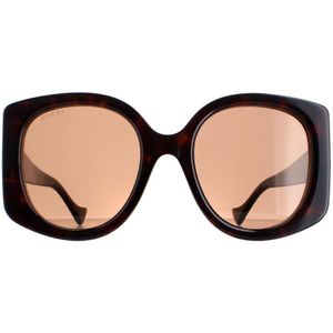 Gucci Minimalistische vierkante oversized zonnebril , Brown , Dames , Maat: 53 MM