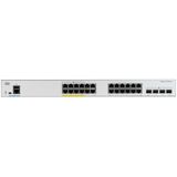 Cisco Systems Catalyst Network Switch, 24 GbE PoE+ poorten, 195W PoE Budget, 4 1G SFP Uplink-poorten, ventilatorloze werking, verlengde beperkte levenslange garantie C1000-24P-4G-L Zwart