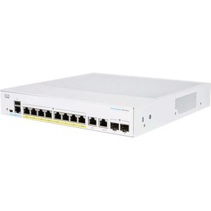 Cisco CBS250-8FP-E-2G Intelligente Business Switch | 8 GE-poorten | Volledige PoE | Externe voeding | 2 x 1G combi-poorten | Levenslange beperkte garantie (CBS250-8FP-E-2G)