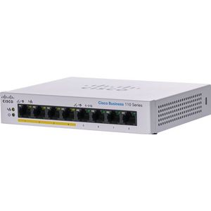 Cisco CBS110-8PP-D - Business Niet-Beheerbare Switch - 8 GE-Poorten - Gedeeltelijke PoE - Desktop - Externe Voeding
