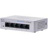 Cisco - CBS110-5T-D - Switch - Grijs - 5 Poorten - Unmanaged - Rack-Mountable