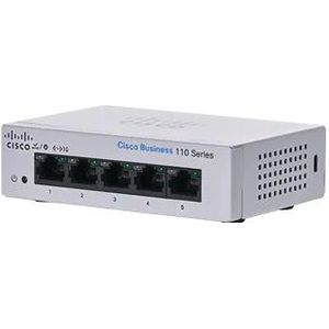 Cisco - CBS110-5T-D - Switch - Grijs - 5 Poorten - Unmanaged - Rack-Mountable