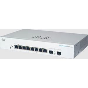Cisco CBS220-8T-E-2G Smart Business Switch | 8 GE-poorten | 2 x 1G Small Form-Factor Pluggable (SFP) poorten | 3 jaar beperkte hardwaregarantie (CBS220-8T-E-2G-EU)