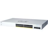 Cisco - CBS220 - Smart GE PoE Switch - Zwart - 24 Gigabit Ethernet-poorten