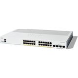 Cisco - Catalyst 1300 - Netwerkschakelaar - Grijs - 24 PoE-poorten, 24x RJ45, 4x SFP, 195W PoE-budget