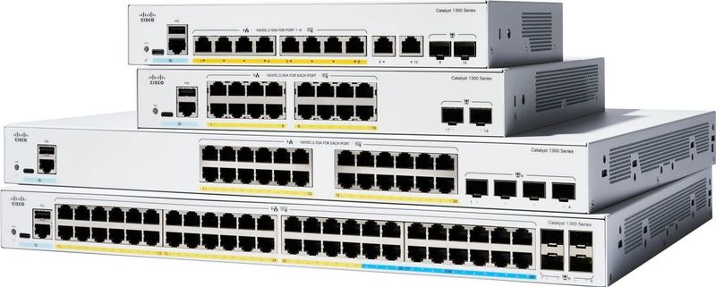 Cisco - Catalyst 1300 - Netwerkschakelaar - Grijs - 24 PoE-poorten, 24x RJ45, 4x SFP, 195W PoE-budget