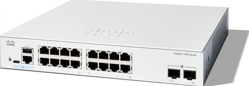 Cisco - Catalyst 1200-16T-2G - Smart Switch - 16 Poorten GE - 2 x 1-GE-SFP, Beperkte Levenslange Bescherming