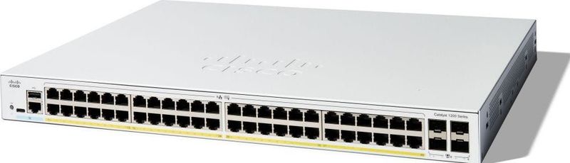 Cisco - Catalyst 1200 - Netwerkschakelaar - Wit - 48 PoE-poorten, 19" Rack, 375W PoE-budget