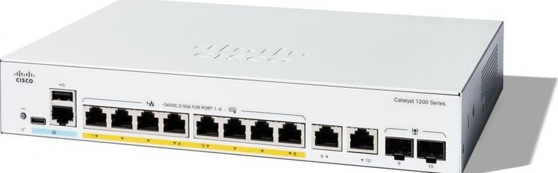 Cisco - Catalyst Smart Switch 1200-8FP-2G - 8-poorts GE - Full PoE - Beperkte Levenslange Bescherming