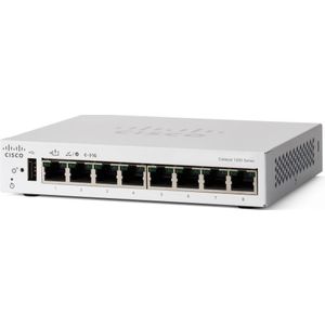 Cisco - Catalyst 1200-8T-D - Smart Switch - Zwart - 8 Poorten GE - Desktop