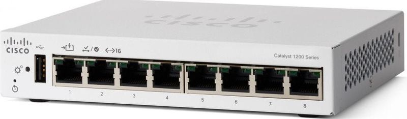 Cisco - Catalyst 1200-8T-D - Smart Switch - Zwart - 8 Poorten GE - Desktop