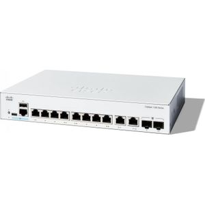 Cisco Catalyst 1300-8T-E-2G Managed Switch, 8 poorten GE, Ext PS, 2 x 1GE Combo, beperkte levenslange bescherming (C1300-8T-E-2G)
