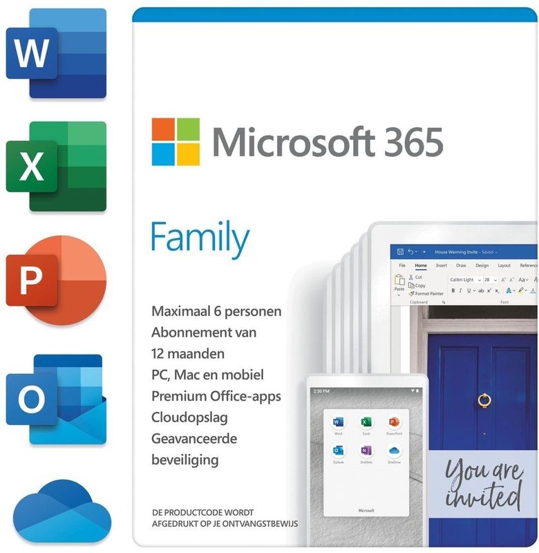 Microsoft 365 Family - Nederlands - 1 Jaar Abonnement