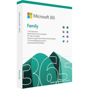 Microsoft 365 Family - 1 Jaar - 6 Personen - Nederlands