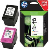 HP 62 Combo pack (Opruiming 2 x 1-pack los) zwart en kleur (N9J71AE) - Inktcartridge - Origineel