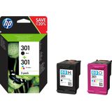 Inktcartridge HP 301 (N9J72AE) dubbelpak zwart en kleur (origineel)