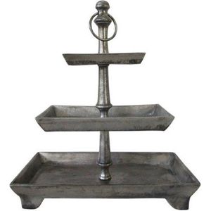 Deco4yourhome® - Etagere - 3 Laags - Antiek Zilver - Silver Antique - Boston